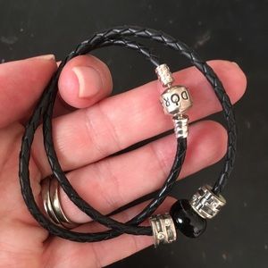 Pandora leather double-wrap bracelet