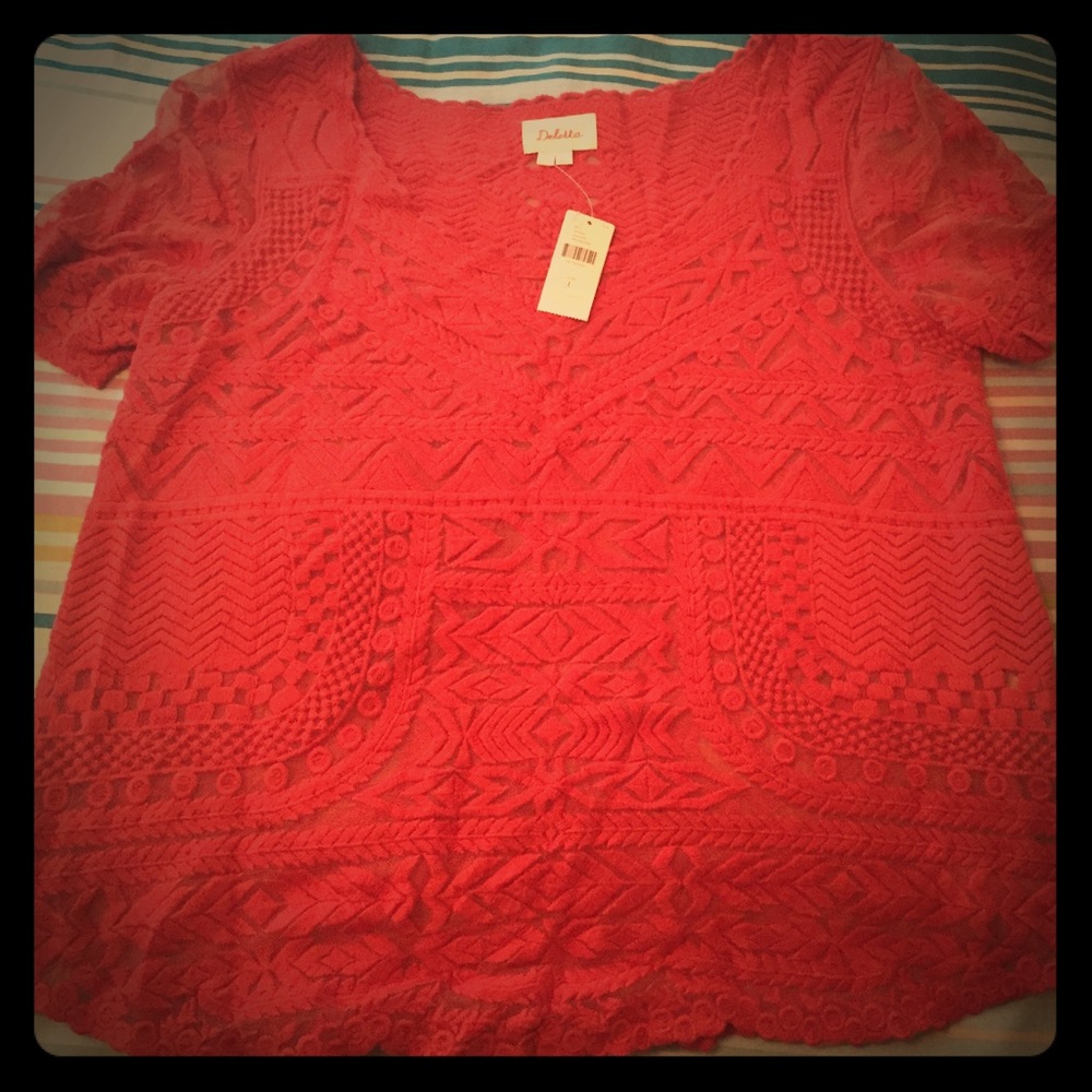 Anthropologie Deletta Palais Tee NWT- Red - L