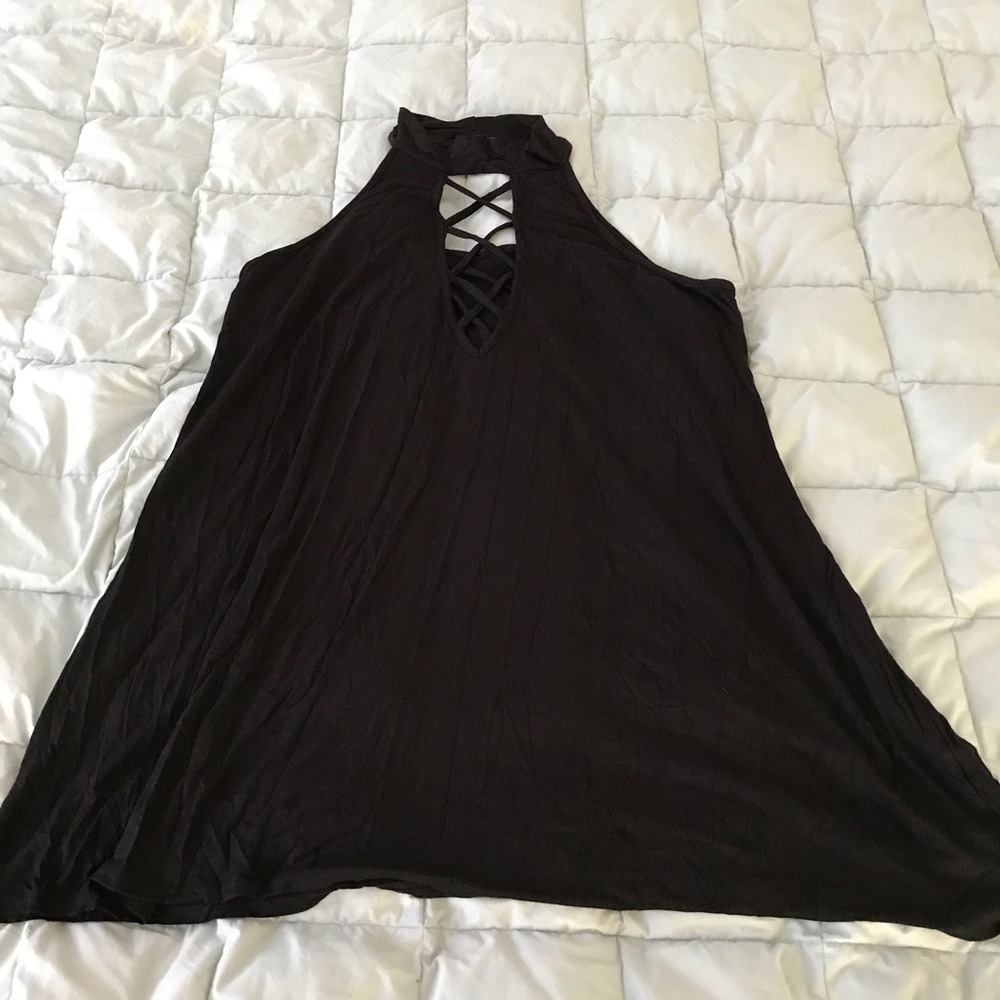 ***NWT*** black swing dress with cage front