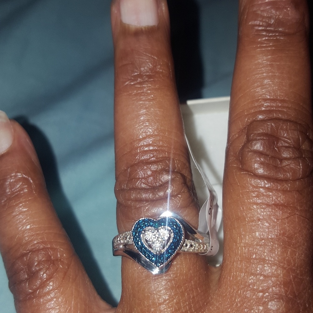 HEART SHAPE AND DIAMOND ACCENT RING