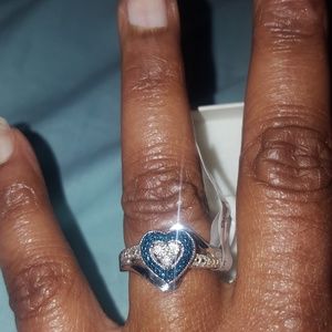 HEART SHAPE AND DIAMOND ACCENT RING