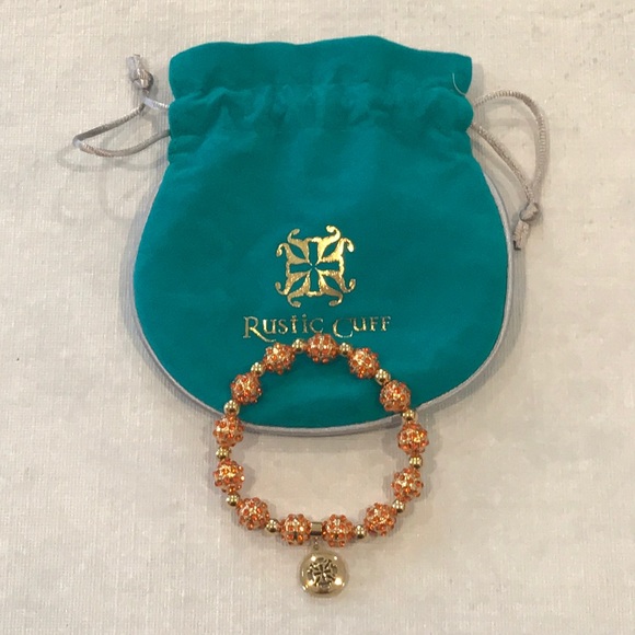 Rustic Cuff Bracelet - Orange & Gold - Picture 4 of 5