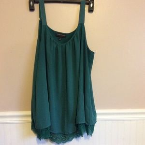 Green tank with lace