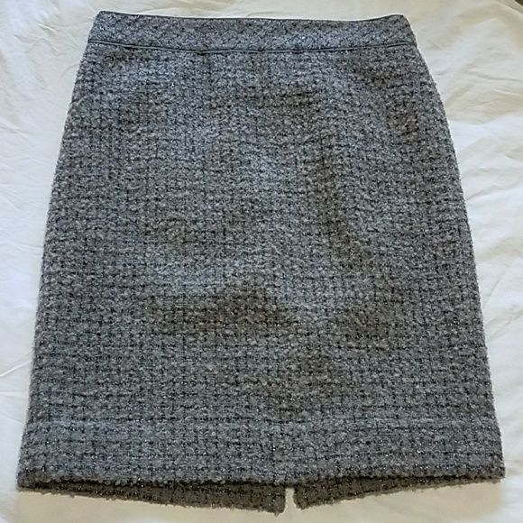 JCREW thick winter wool lurex brown#2 office pencil skirt Holiday.Medium size 8 - Picture 2 of 8