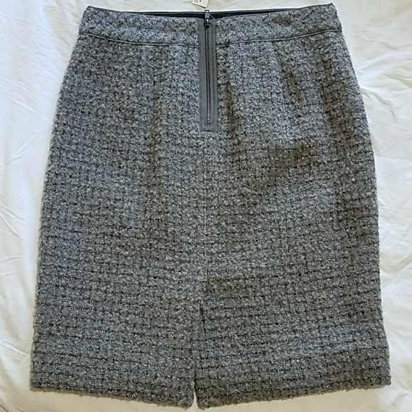 JCREW thick winter wool lurex brown#2 office pencil skirt Holiday.Medium size 8 - Picture 3 of 8