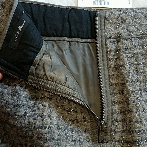 JCREW thick winter wool lurex brown#2 office pencil skirt Holiday.Medium size 8 - Picture 4 of 8