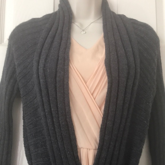 Long Gray Open Sweater Cardigan - Picture 4 of 8