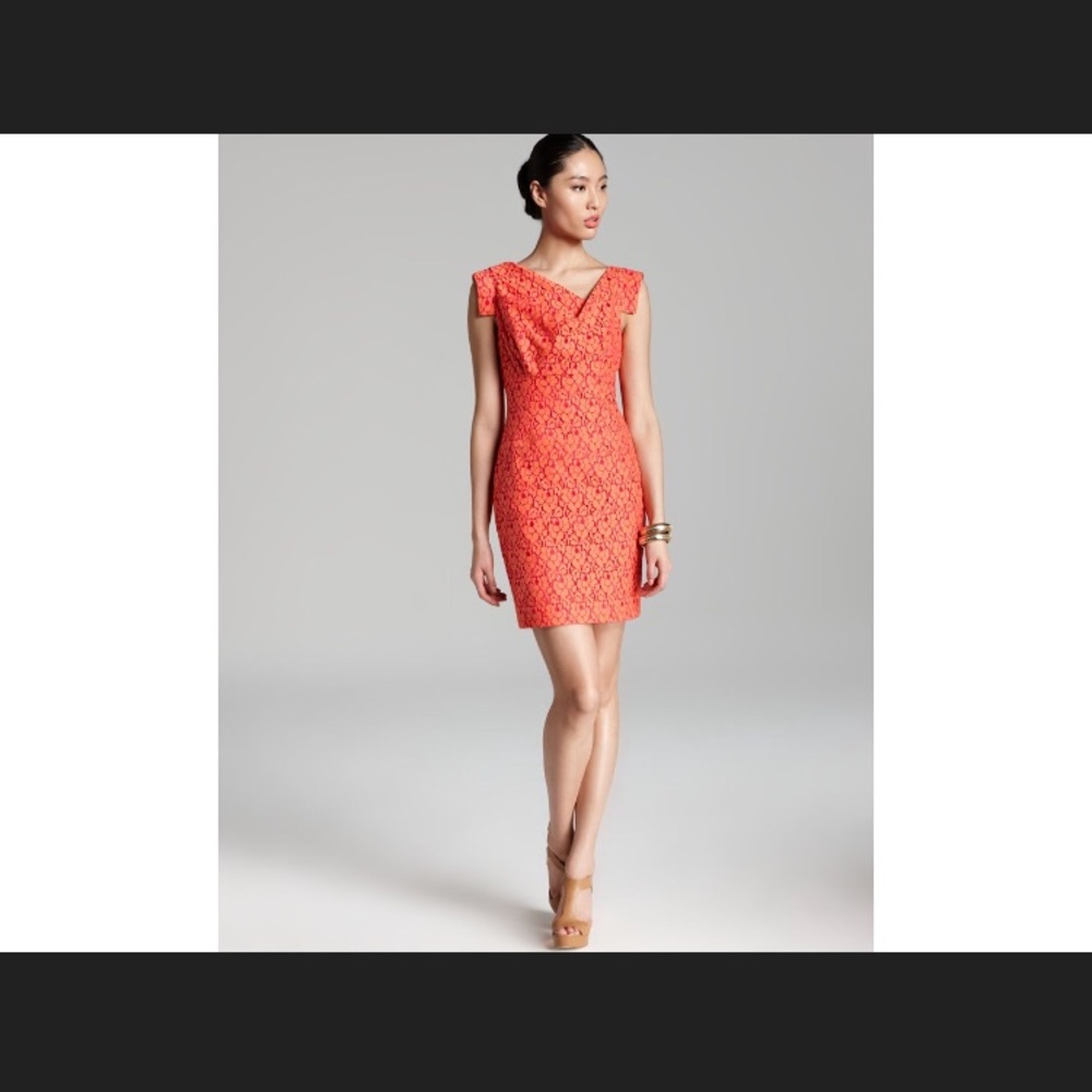 Black halo Jackie o mini lace coral dress size 2