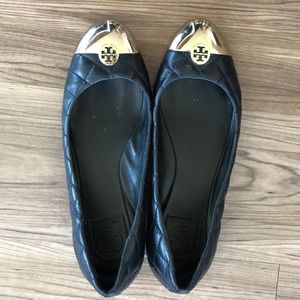 Tory Burch Black flats with gold enamel