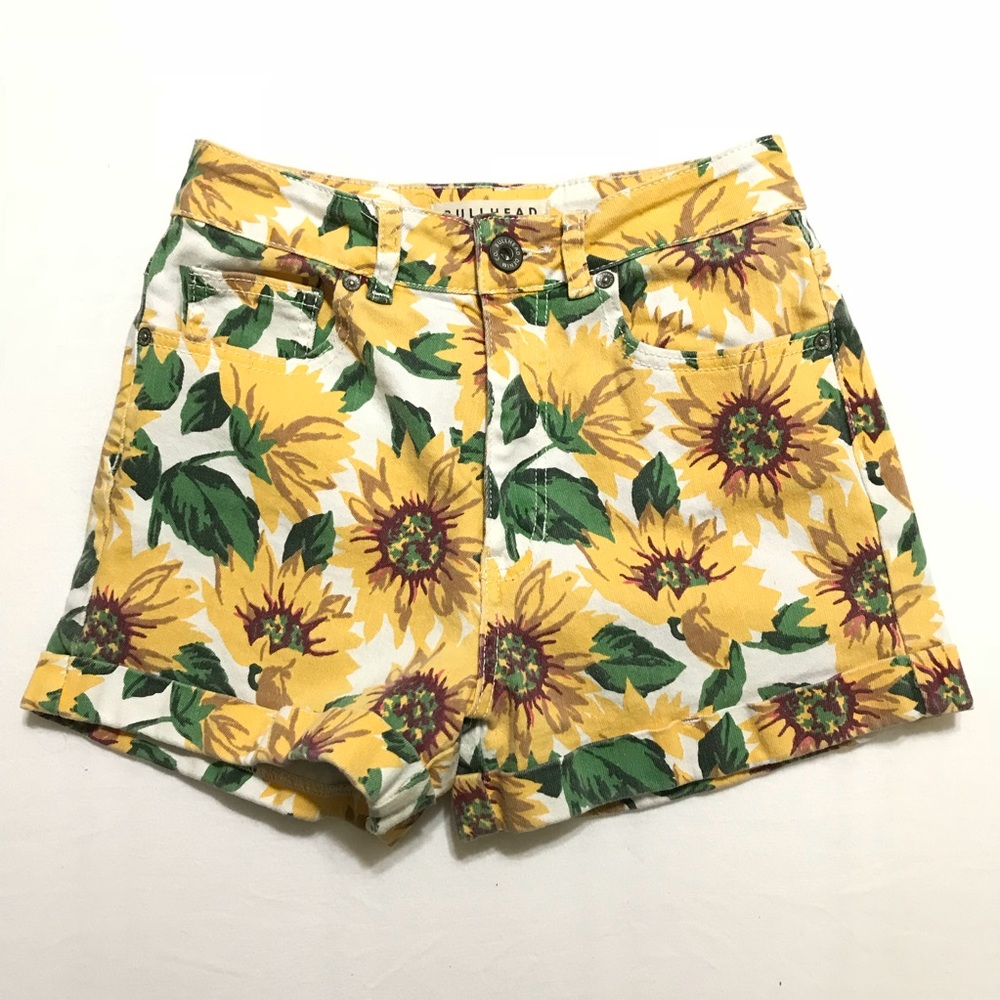 HIGH WAISTED SUNFLOWER SHORTS