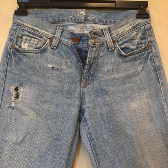 7 for all mankind distressed light flare jeans - Picture 2 of 3