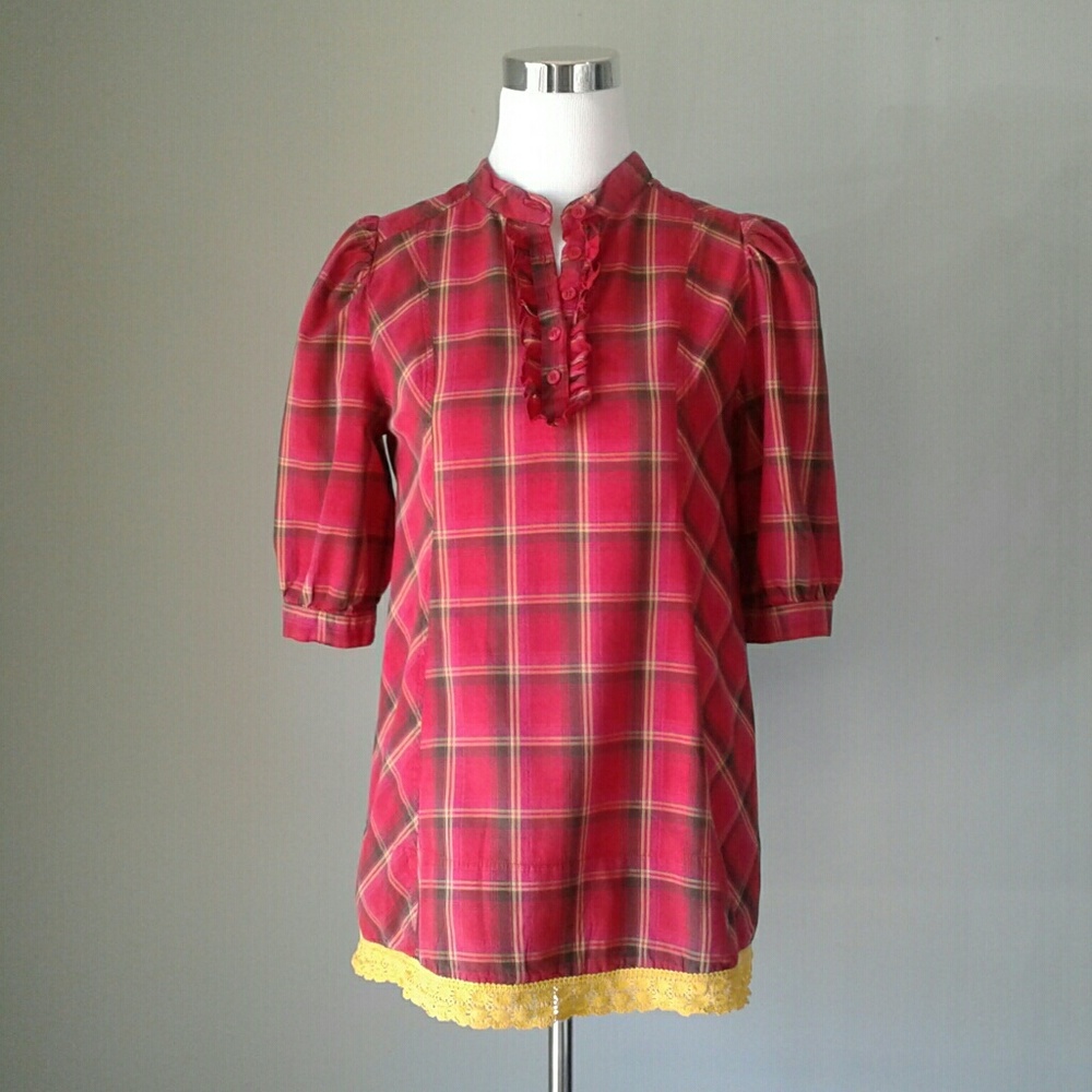 H&M red plaid tunic