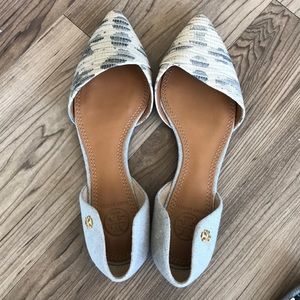 Tory Burch pointed toe snakeskin flats