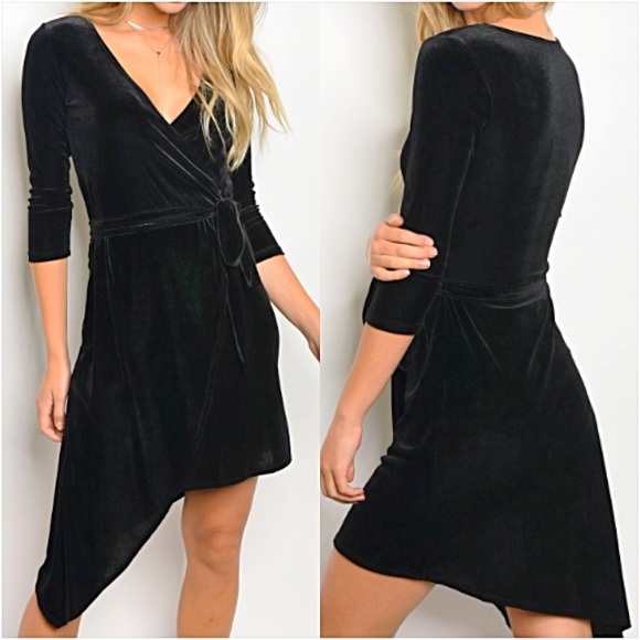 💥HOTSALE💥Velvet LBD Wraparound Dress Sold - Picture 2 of 7