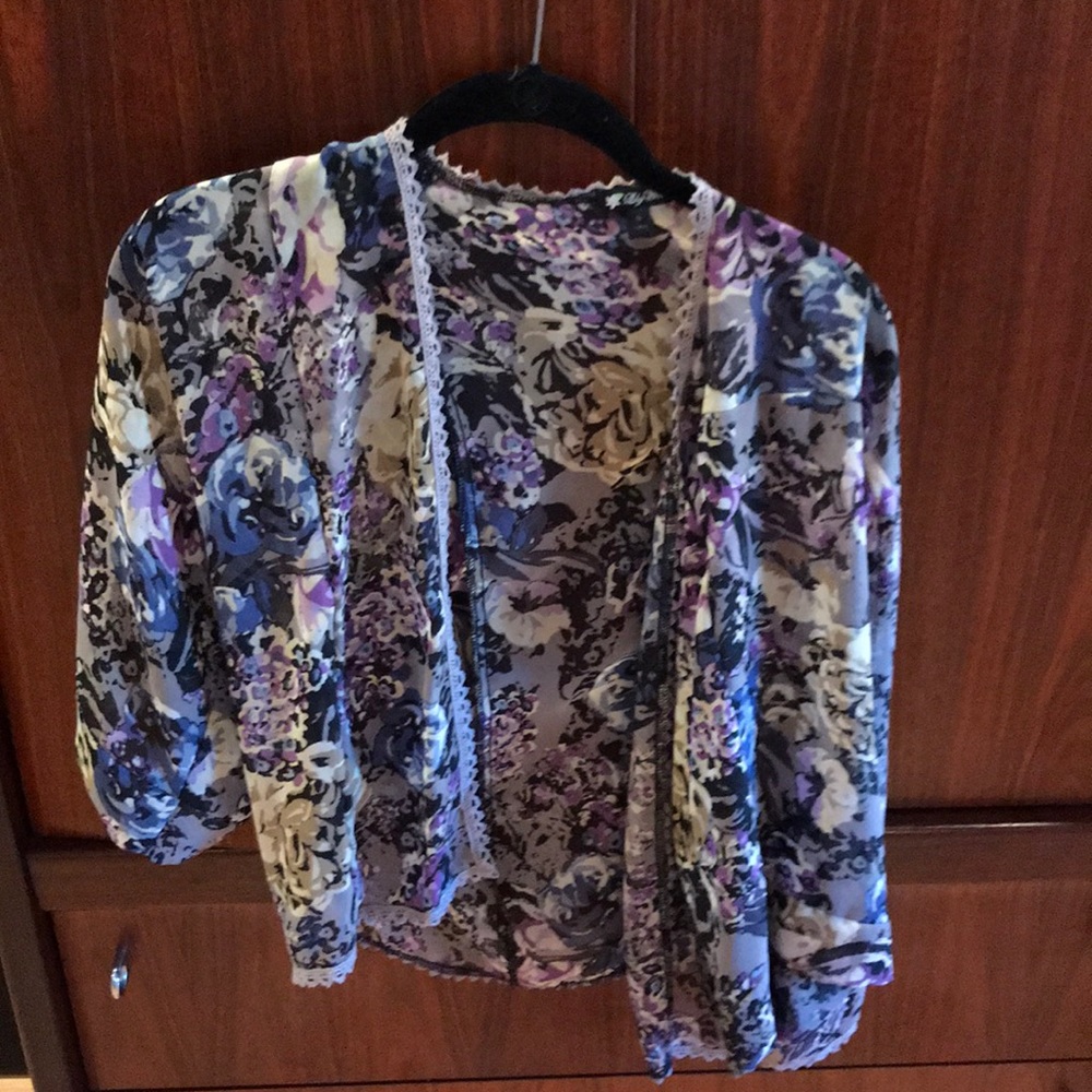 Floral silk cardigan