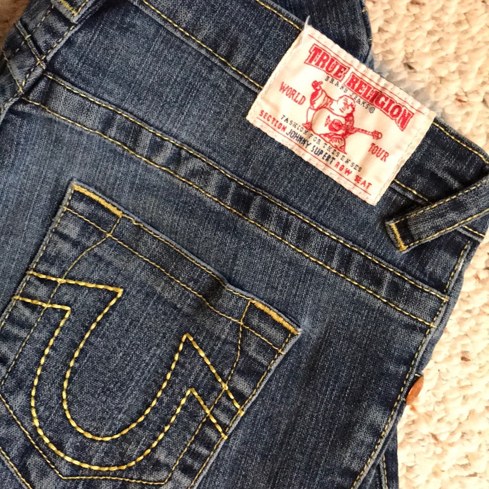 True religion 30 boot cut with green stitching