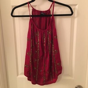Lucky brand red gold beaded tank top