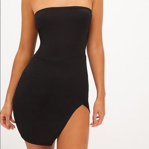 Strapless Black dress with a slit