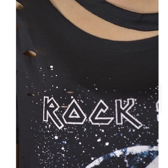 LAST! NWT Distressed Graphic Rockstar Tee - Picture 2 of 8