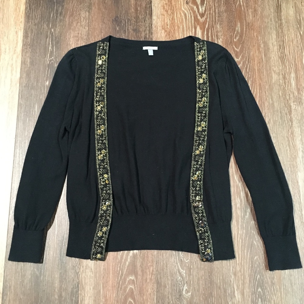 Black cardigan with gold embroidery