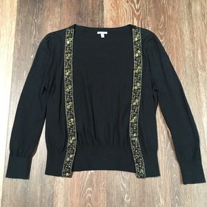 Black cardigan with gold embroidery