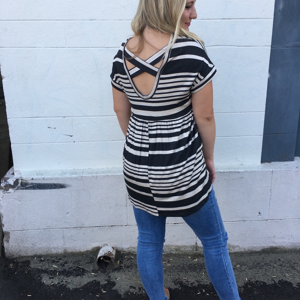 Striped Black and Cream Top