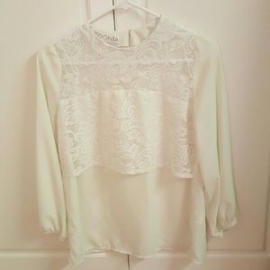 Lace Satin Effect Top