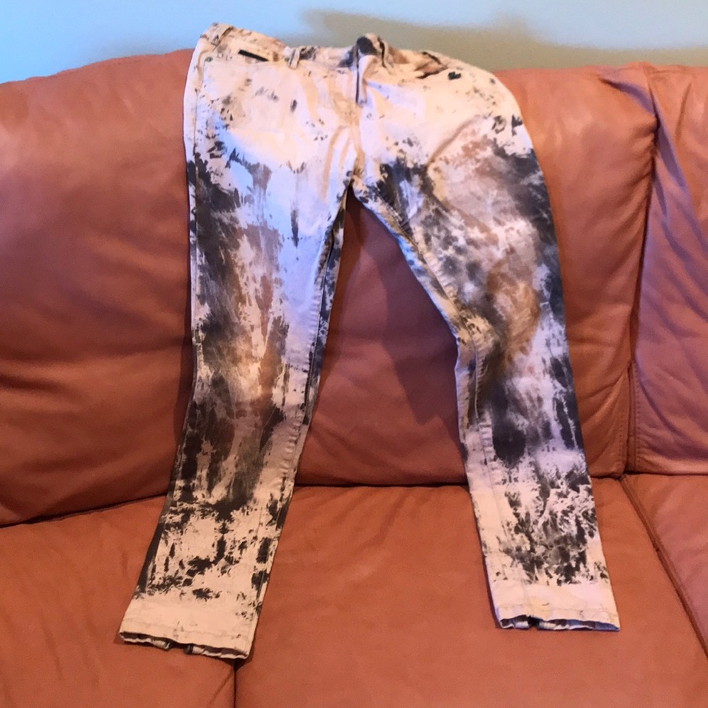 Maison Scotch pale pink splatter paint pants