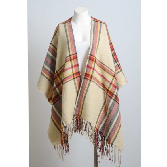 🛍FINAL PRICE 🛍 Ivory Plaid Wrap - Picture 3 of 3