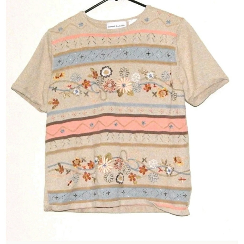 Alfred Dunner Embroidered Floral Sweater Small