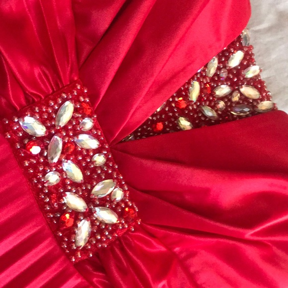 Red Jeweled Ball Gown - Picture 3 of 5