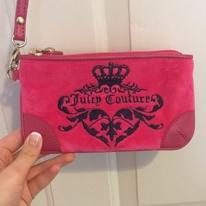 Pink Juicy Couture velour wristlet