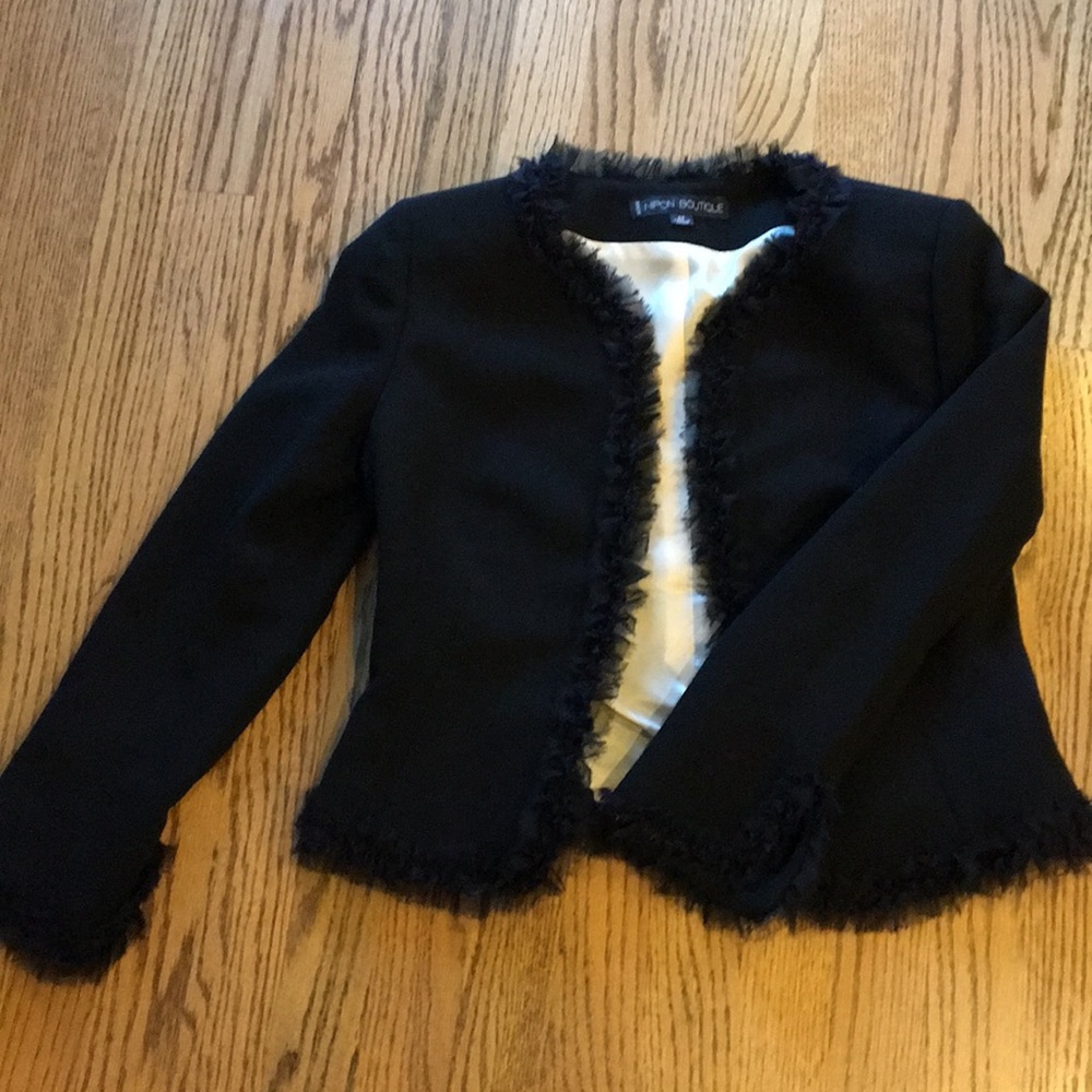 Dressy, black,  suit jacket with trim