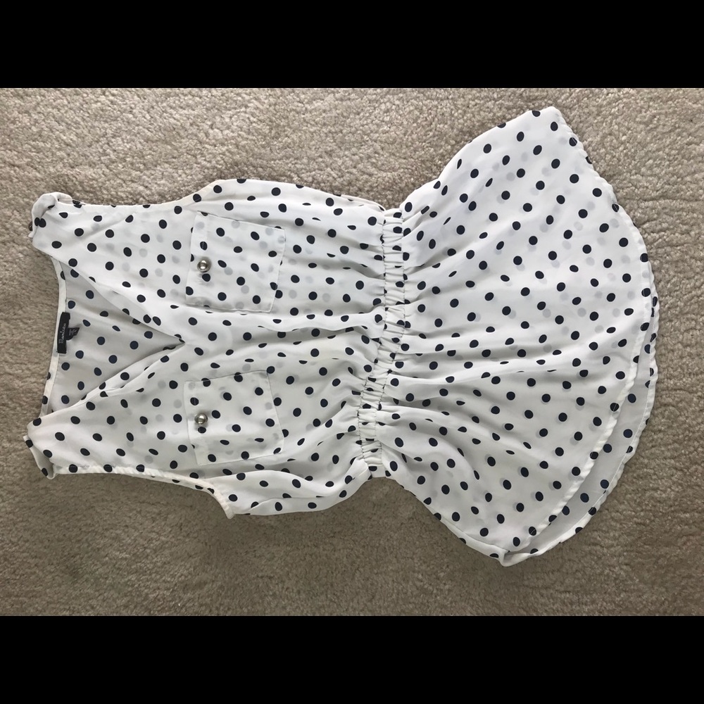 White and navy Polka dot sleeveless top