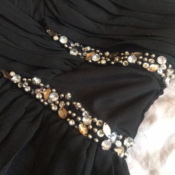 Black Jeweled Mini Gown - Picture 2 of 5