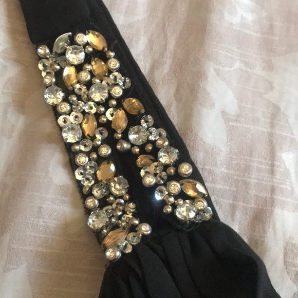 Black Jeweled Mini Gown - Picture 3 of 5