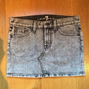 7 for all mankind grey acid wash denim mini skirt