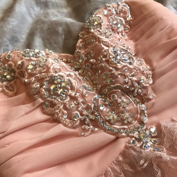 Light Pink Jeweled Ball Gown - Picture 2 of 6