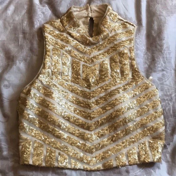 Gold Two Piece Prom Dress - Picture 2 of 8