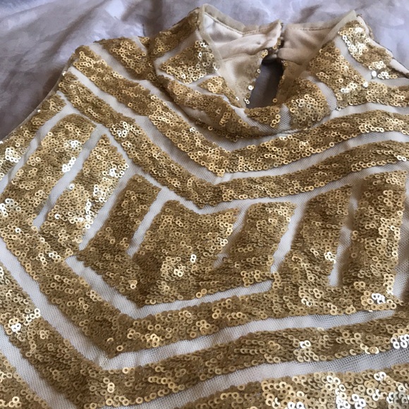 Gold Two Piece Prom Dress - Picture 3 of 8