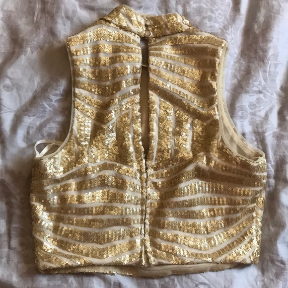 Gold Two Piece Prom Dress - Picture 5 of 8