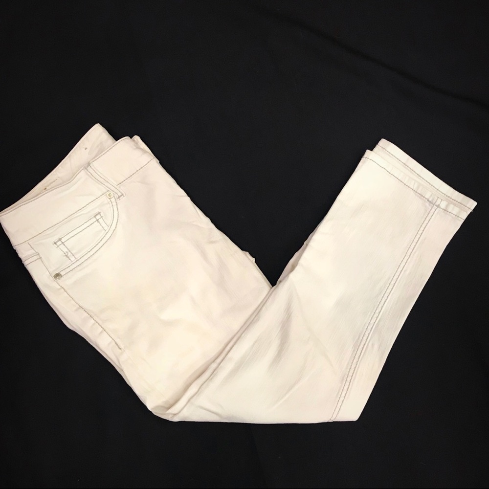 Seven Cropped Skinny Denim White Jeans