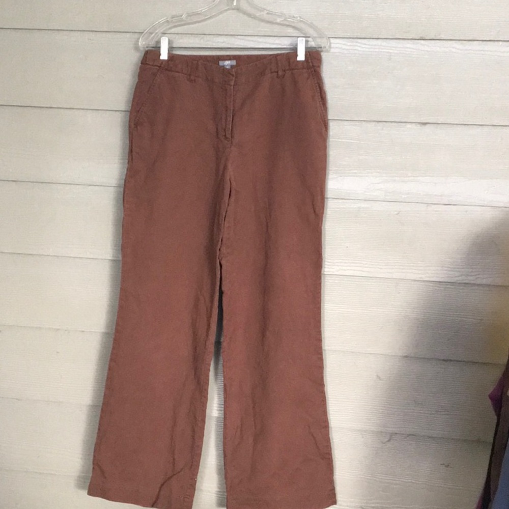J. Jill Brown Linen Pants / Slacks sz 10 Straight
