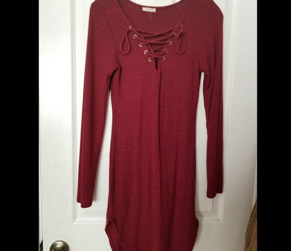 Lace up long sleeve dress