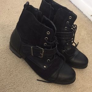 Black zipper up ankle booties