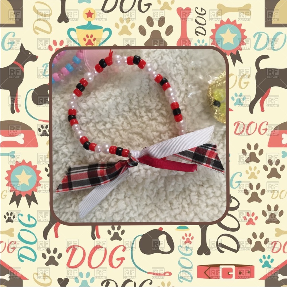 cute beaded necklaces with ribbons for pet