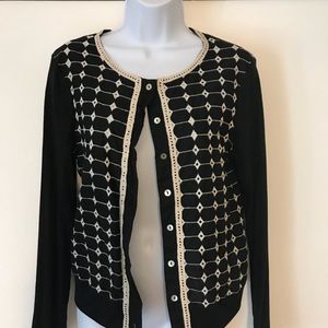 Black with tan design cardigan sweater