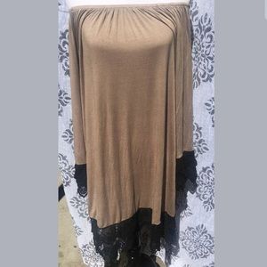 NWT Brown And Black Lace Dress, Plus Size 1XL