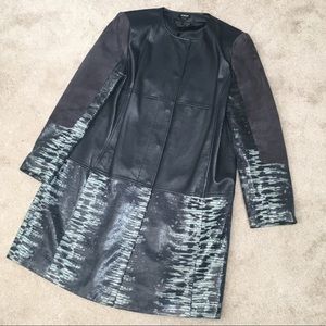 WORTH NY Suede and Leather Navy Snakeskin Jacket