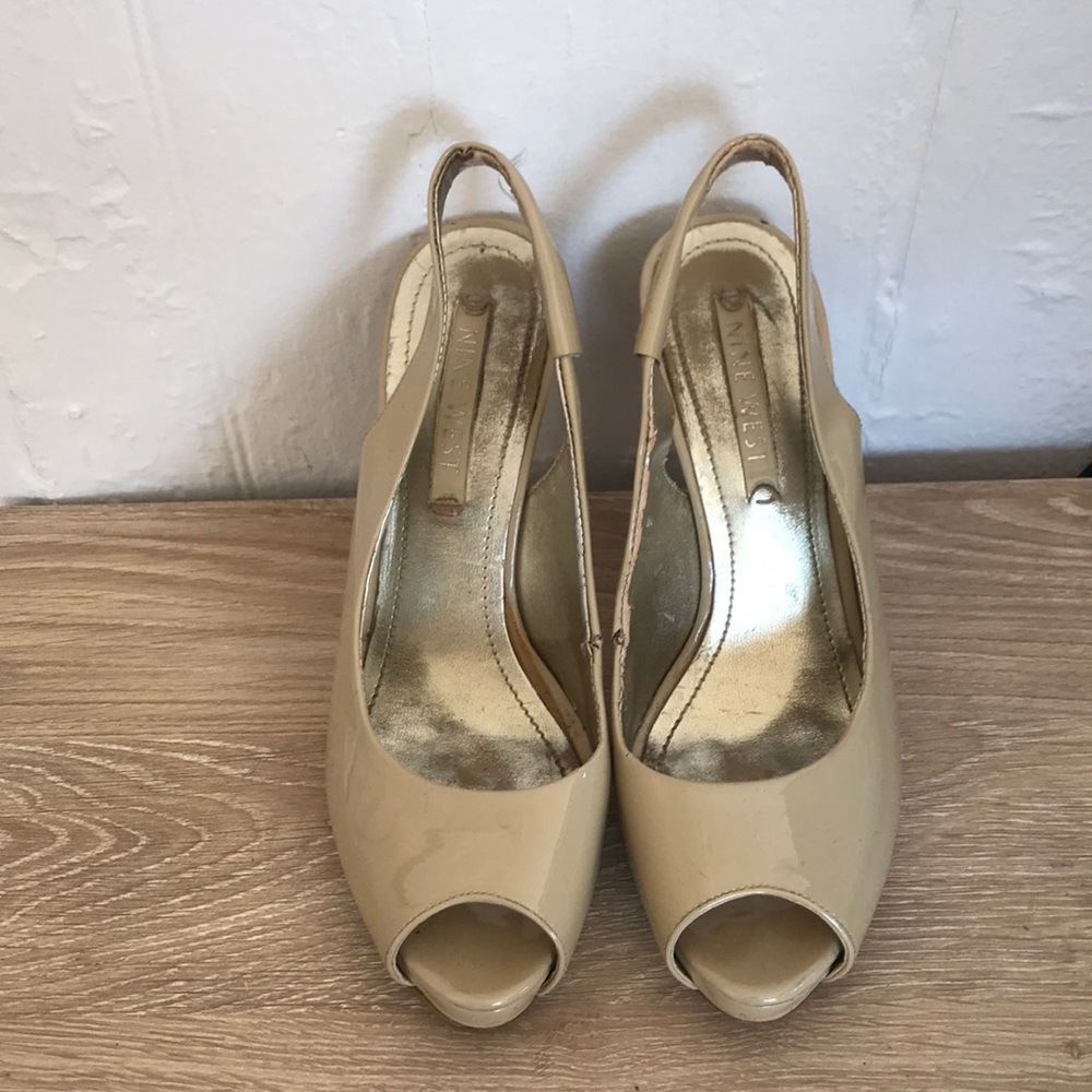 Nine West Open Toe Patent Leather Heels